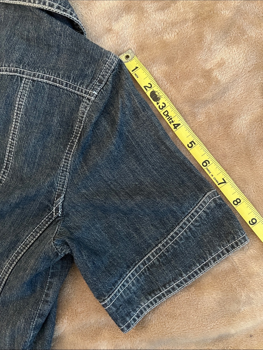 Vintage AMI Button Down Denim Short-Sleeve Shirt Jacket - Size S - Picture 12 of 13
